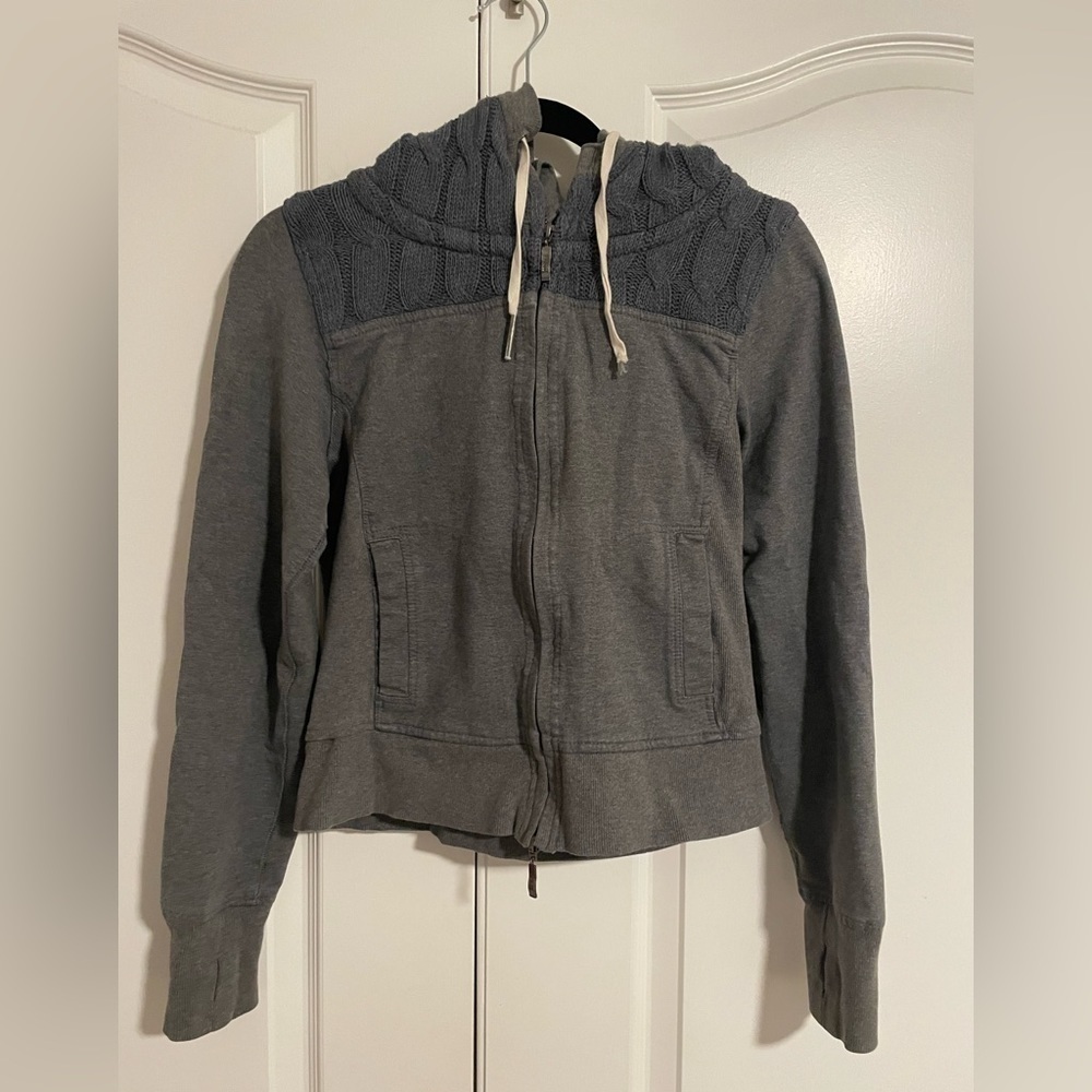 RENU BRUZEN Cable Knit Zip Up Hoodie